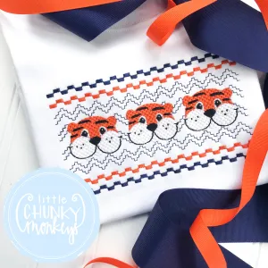 Boy Shirt - Faux Smocked Tiger Trio